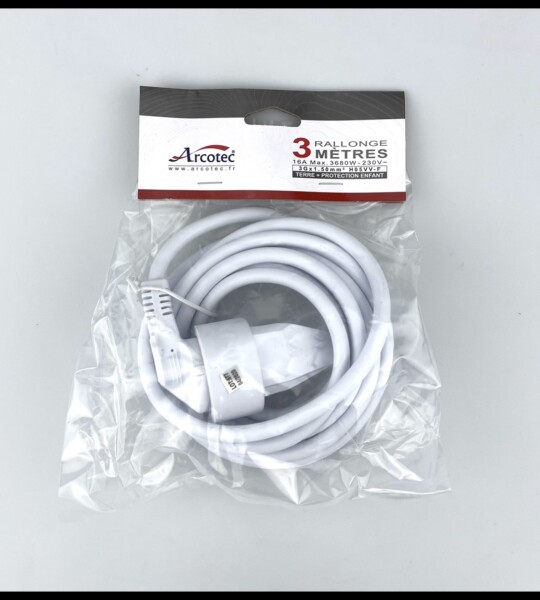 Cordon antenne blanc L.3 m avec adaptateur