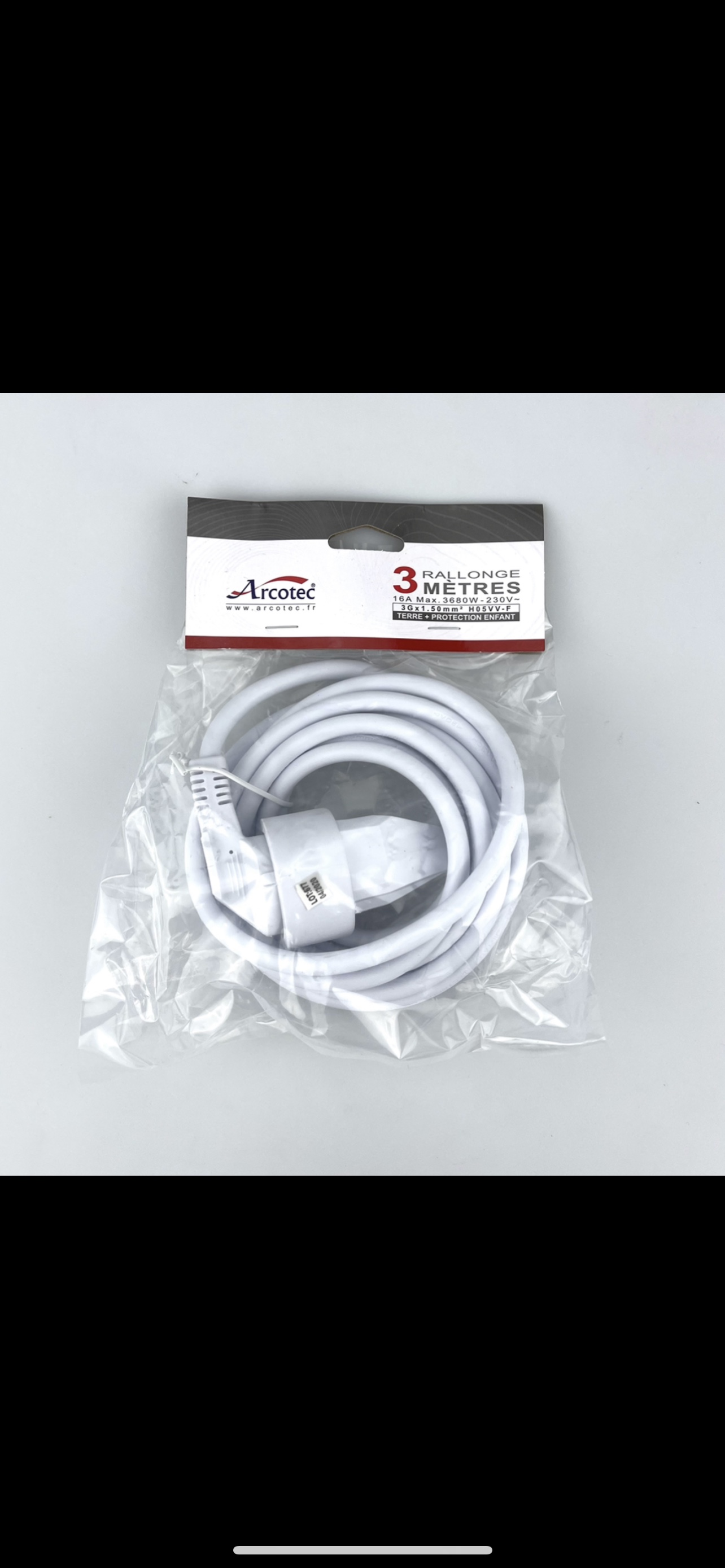 Cordon antenne blanc L.3 m avec adaptateur