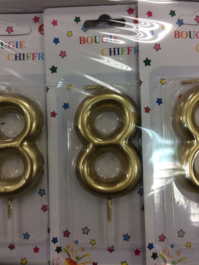 Bougie Chiffre “8” – Or